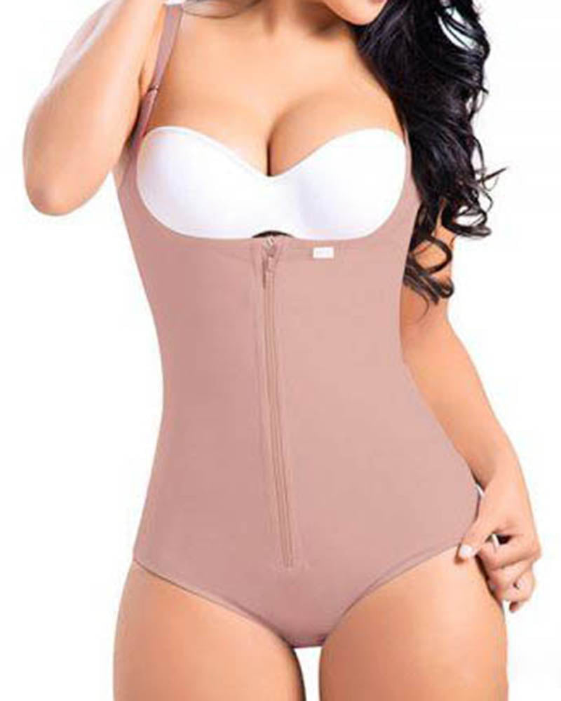 Women Postpartum Body Shaper With Zipper High Waist Cincher Flatten Abdomen Fajas