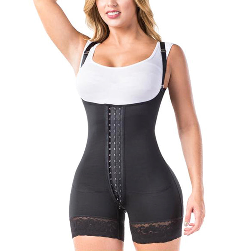 Women Seamless Shapewear Slimming Bodysuit With Adjustable Hook-eye Tummy Control 3 Rows Breasted Faja