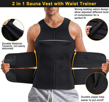 Men Sauna Sweat Vest with Adjustable Double Belts