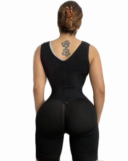 Post Liposuction Open Bust Front Closure 4 Hook-eye Fajas Lace Body Shaper