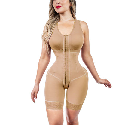 Full Abdomen Control Bodysuit With Hook-eye Open Crotch Body Shaper Postpartum Recovery Fajas