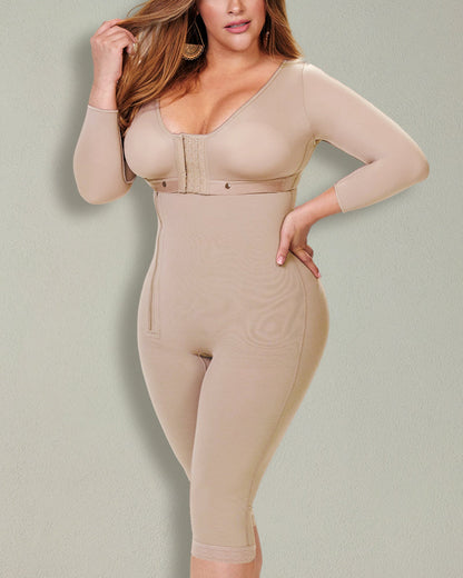 Long-sleeves Body Shaper With Side Zipper Adjustable Bra Fajas FGA312