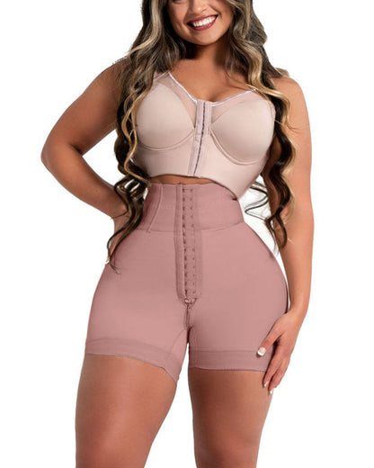 Adjustable Hook and Eye Front Closure Short Sleeve Women Shapewear With Bra