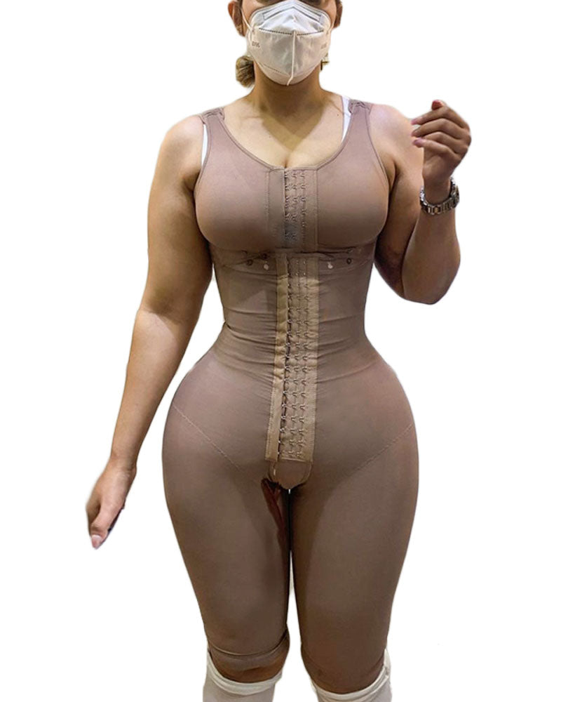 Double Compression Front Closure Adjustable Tummy Control Shapewear Slimming Fajas Lace Body Shaper