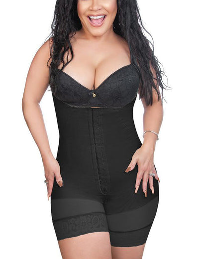 Postpartum Tummy Control Faja Adjustable Straps Shapewear Post Liposuction Bodysuit With Hook-eye