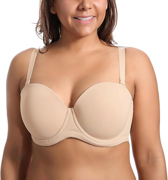 Women's Underwire Contour Multiway Full Coverage Strapless Bra Plus Size