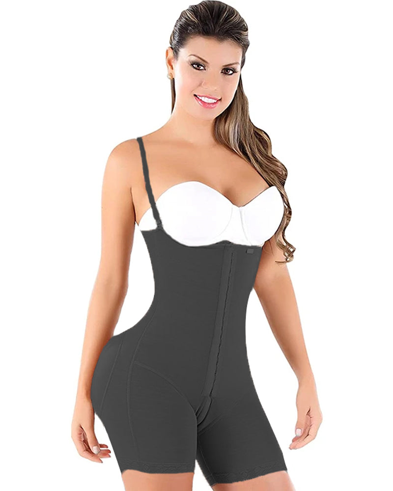 Tummy Control Fajas Push Up Women Shapewear Postpartum Bodysuit with Straps Hook and Eye