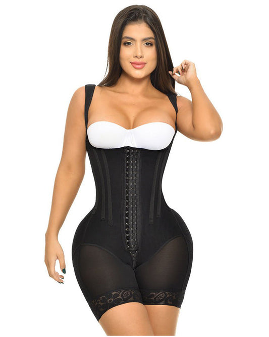 Double Size Wide Strap Girdle With Front And Back Rods With 3 Lines Of Brooches