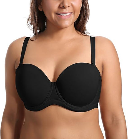 Women's Underwire Contour Multiway Full Coverage Strapless Bra Plus Size