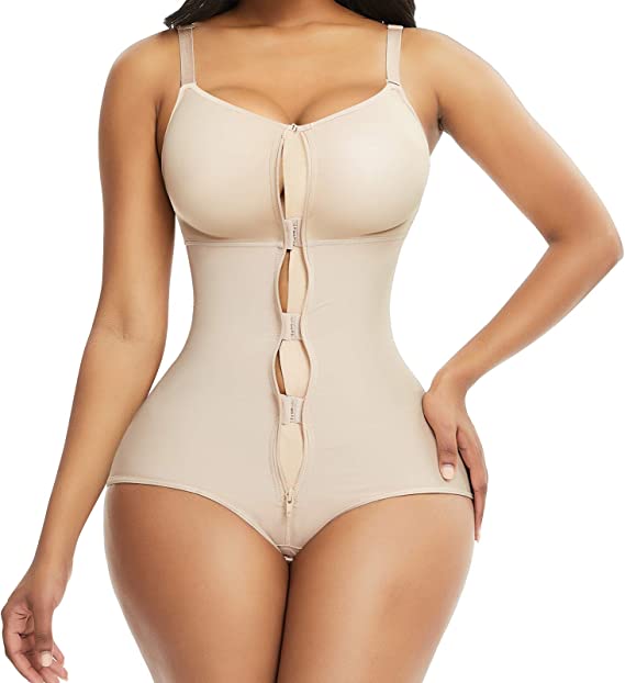 Women Shapewear Bodysuit Tummy Control Fajas Body Shaper for Women with Zipper