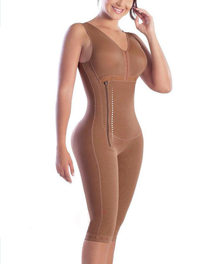 Women Tummy Control Fajas Front Closure Side Zipper Full Body Shaper Postpartum Bodysuit