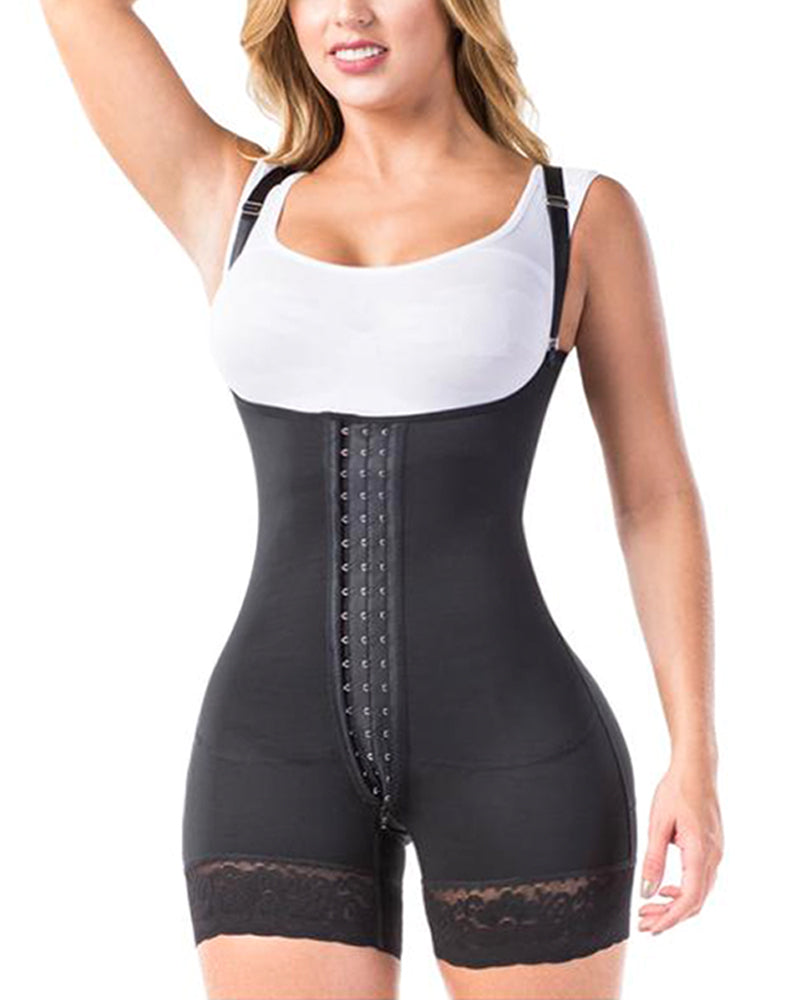 Women Seamless Shapewear Slimming Bodysuit With Adjustable Hook-eye Tummy Control 3 Rows Breasted Faja