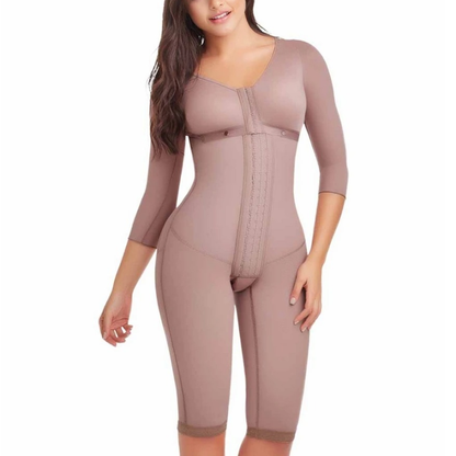 Women Shapewear Long Sleeves Fajas Front Closure Postpartum Post Liposuction Bodysuit