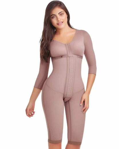 Women Shapewear Long Sleeves Fajas Front Closure Postpartum Post Liposuction Bodysuit