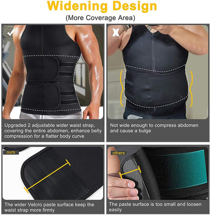 Men Sauna Sweat Vest with Adjustable Double Belts