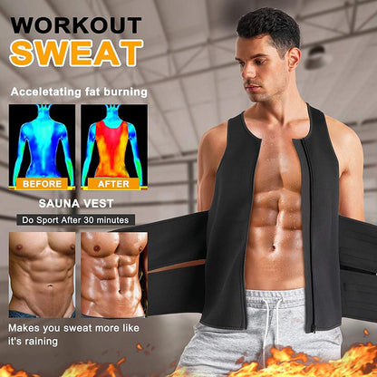 Men Sauna Sweat Vest with Adjustable Double Belts