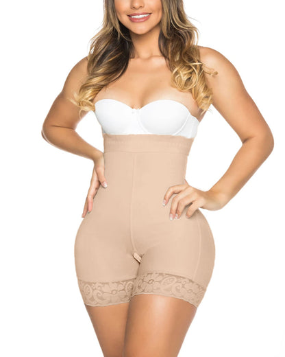 Butt Lifter Double Compression Shorts Tummy Control Shapewear Slimming Fajas Lace Body Shaper