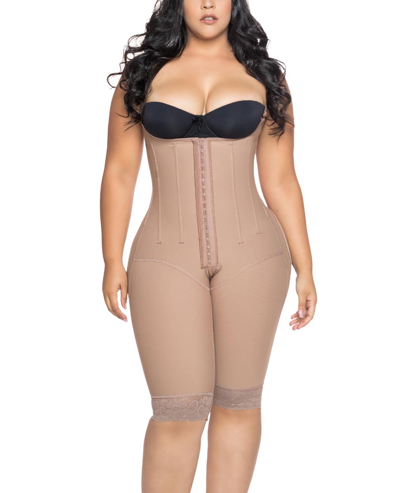 Knee Length Underbust Body Shaper Fajas For Women Postpartum Girdle Body Shaper