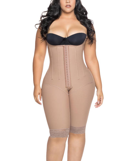 Knee Length Underbust Body Shaper Fajas For Women Postpartum Girdle Body Shaper