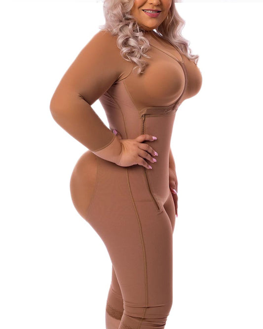 Full Body Faja in Powernet with Bra Knee Length Bodyshaper Compression Garment