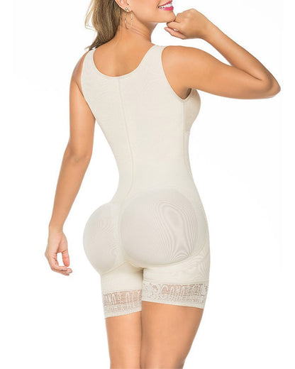 V Neck Shaping Bodysuit With Zipper Closure Sleeveless Shapewear Fajas For Women