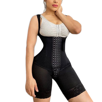 Post Liposuction Open Bust Front Closure 4 Hook-eye Fajas Lace Body Shaper