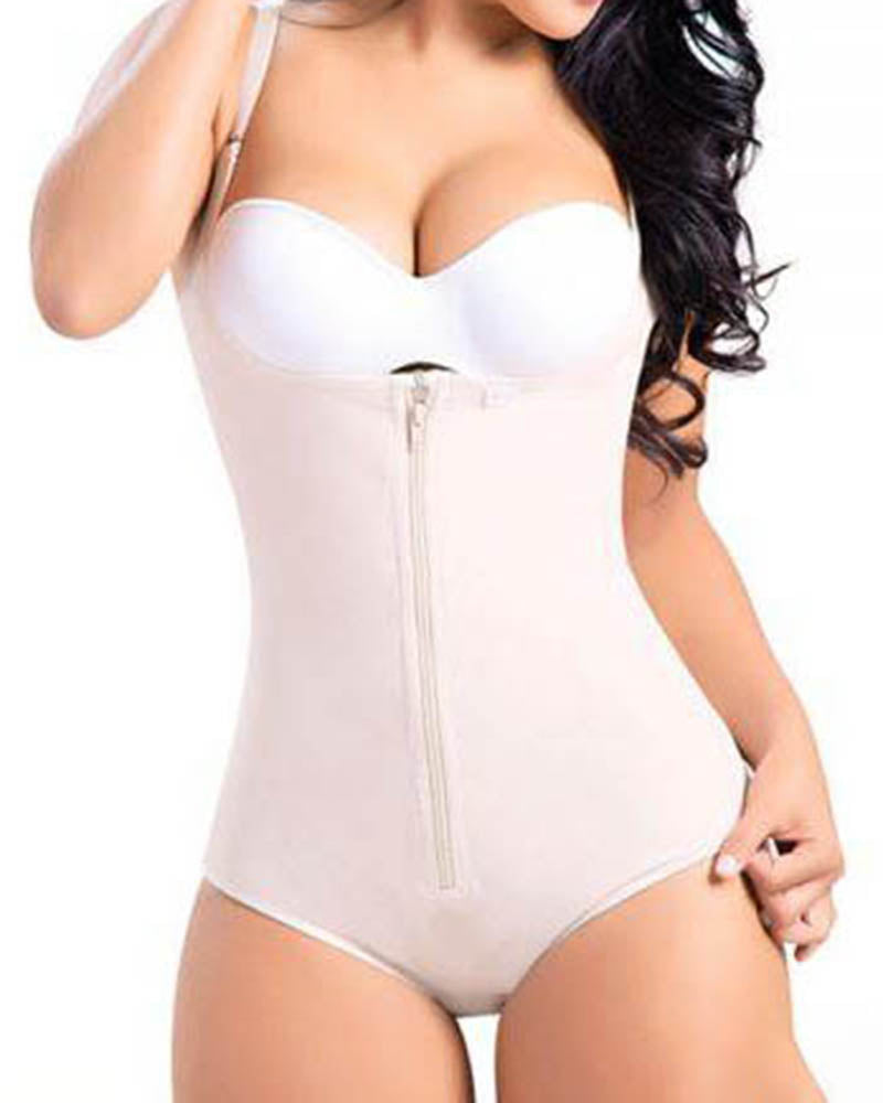 Women Postpartum Body Shaper With Zipper High Waist Cincher Flatten Abdomen Fajas