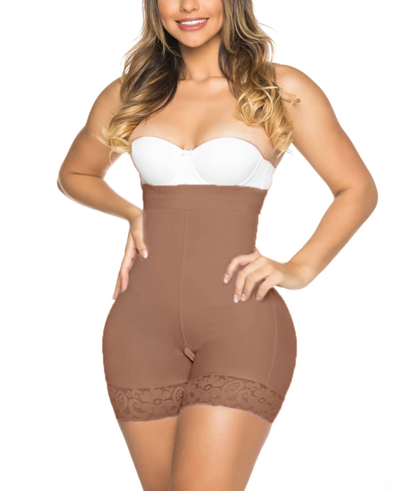 Butt Lifter Double Compression Shorts Tummy Control Shapewear Slimming Fajas Lace Body Shaper