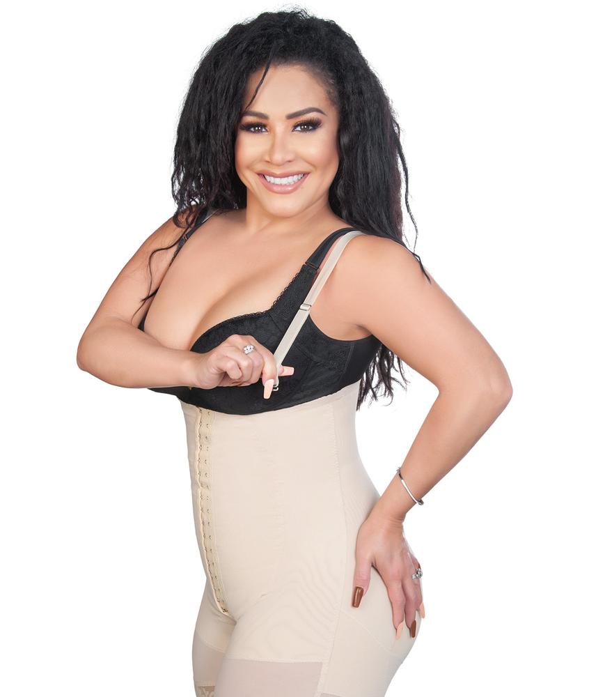 Postpartum Tummy Control Faja Adjustable Straps Shapewear Post Liposuction Bodysuit With Hook-eye