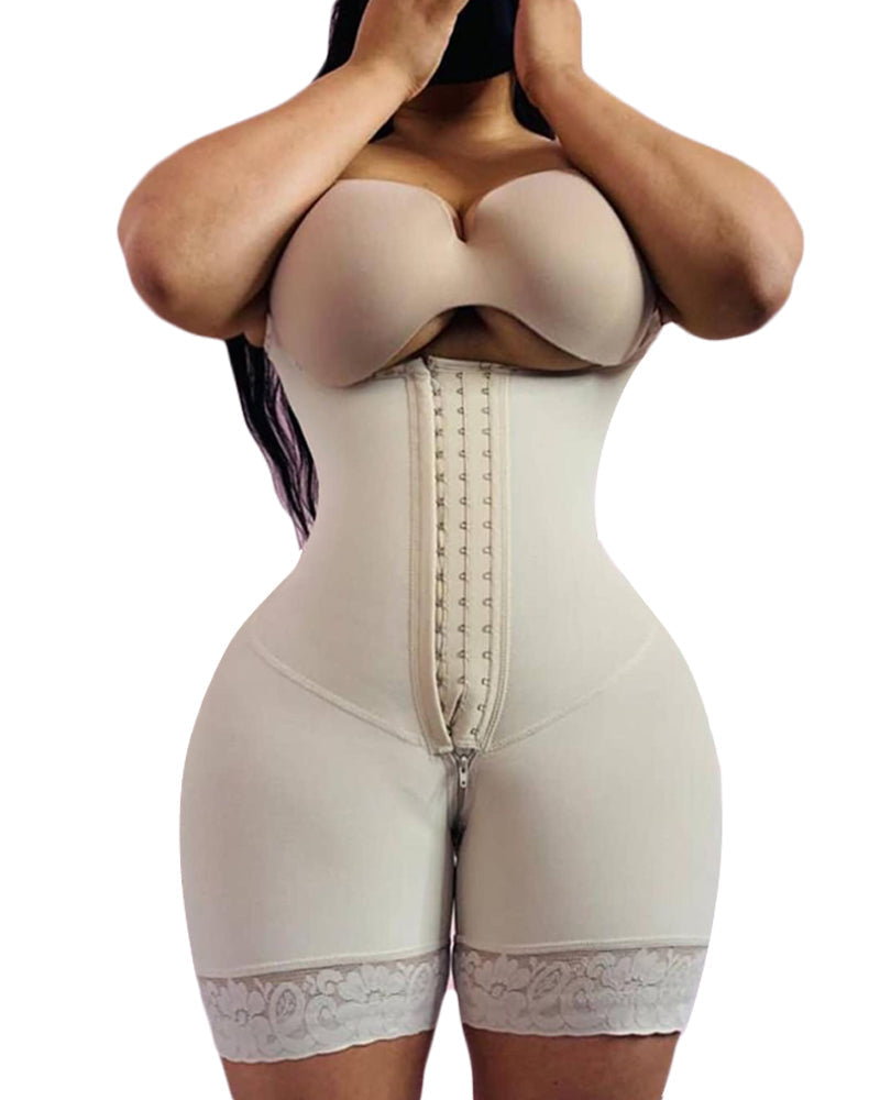 Hips & Butt  Front Closure Charming Curves Elastic Mesh Fabric Slimming Fajas Lace Body Shaper